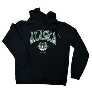 Alaska Letter Printed Kangaroo Pocket Hoodie Black Size L